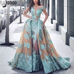 Evening dresse, overskirt mermaid with lace train